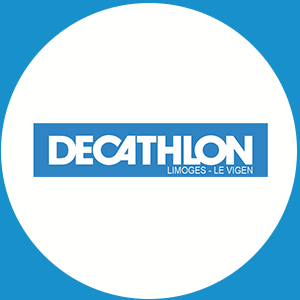 Logo de Décathlon partenaire de l'ALEFPA Trail, événement sportif en Haute-Vienne en septembre 2022